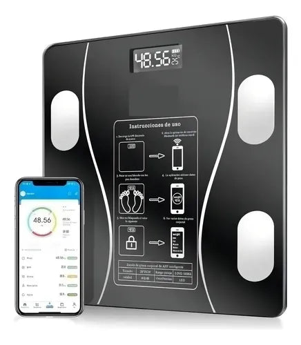 Bascula Para Persona Digital Bluetooht Color Negro