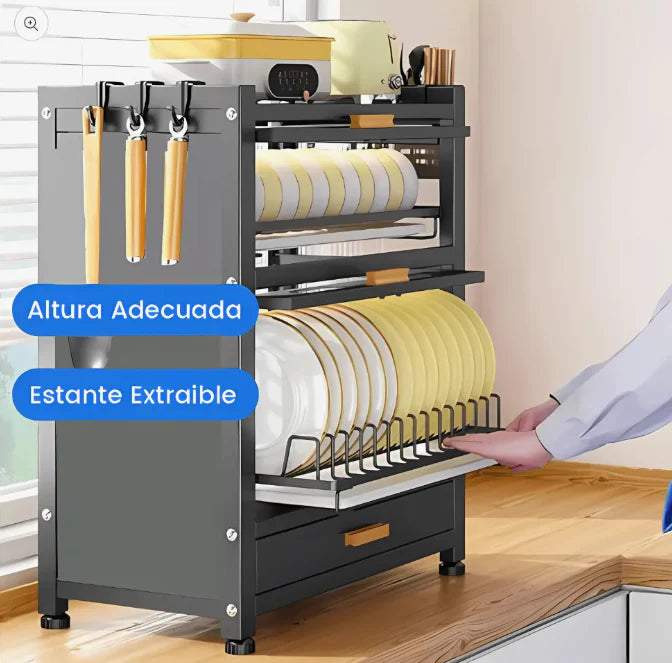 Escurridor Organizador Gabinete Cocina Color Negro
