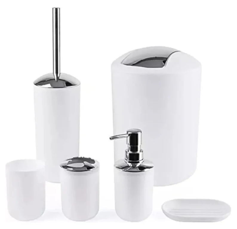 Set Utensilios Accesorios De Baño Jabonera Papelera Juego X6
