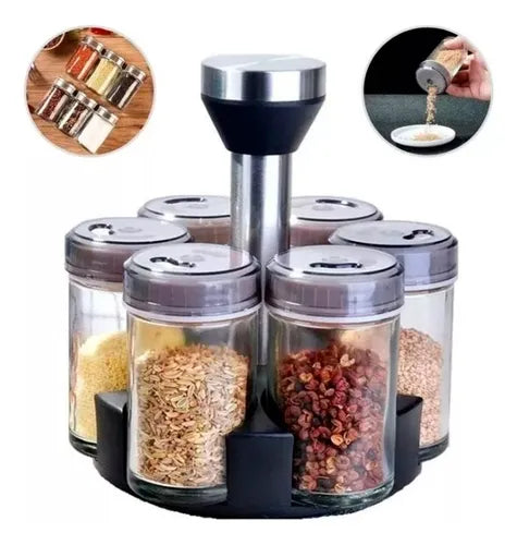 Condimentero Giratorio Para Especias Organizador Cocina X6 Color Negro
