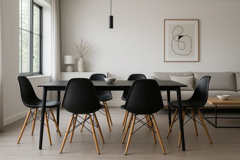 Sillas X 6 para Comedor Plastico Patas De Madera Diseño Eames