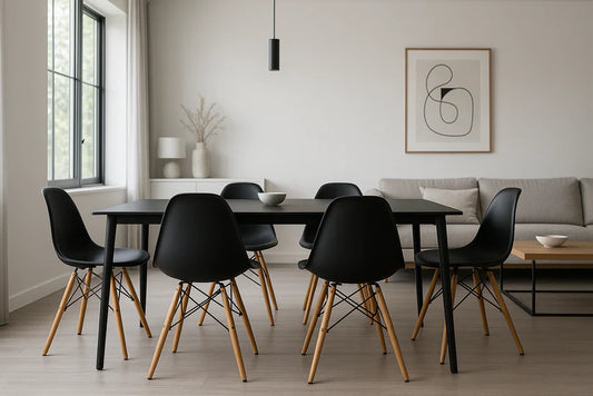 Sillas X 6 para Comedor Plastico Patas De Madera Diseño Eames