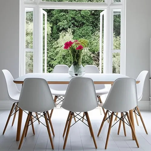 Sillas X 6 para Comedor Plastico Patas De Madera Diseño Eames