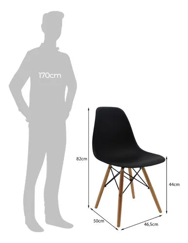 Juego de 3 sillas de mesa de comedor Charles Eiffel Eames marco de madera