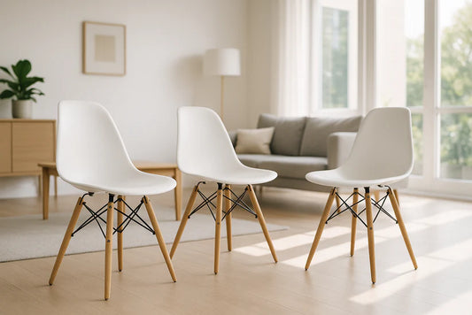 Juego de 3 sillas de mesa de comedor Charles Eiffel Eames marco de madera