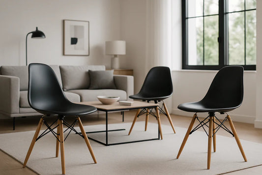 Juego de 3 sillas de mesa de comedor Charles Eiffel Eames marco de madera
