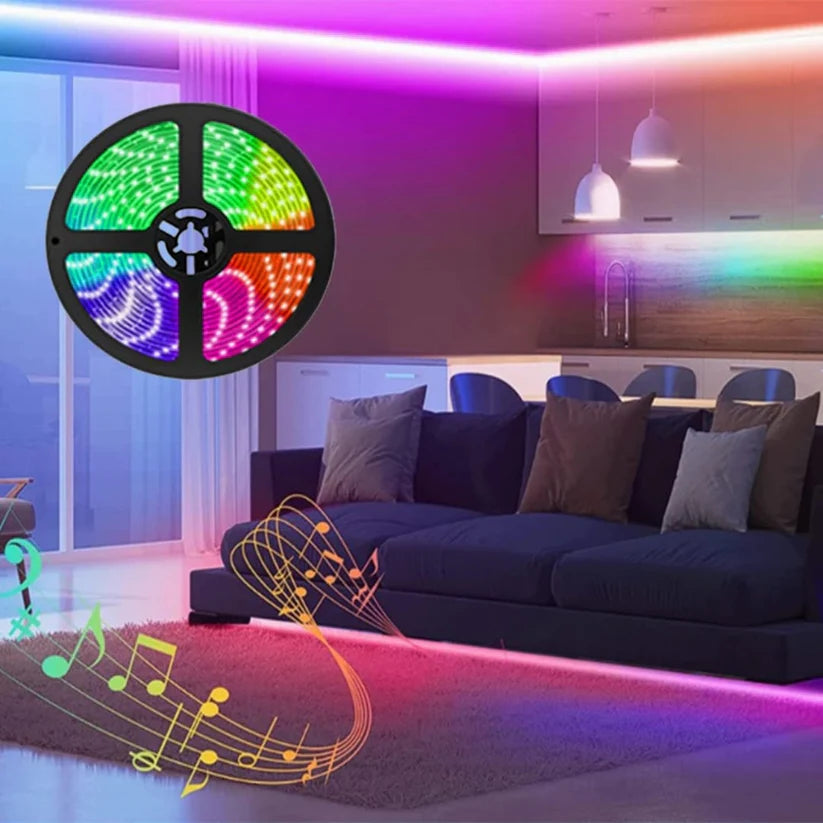 Cinta Led Multicolor Rgb Luz 5050 5mts + Control + Adaptador