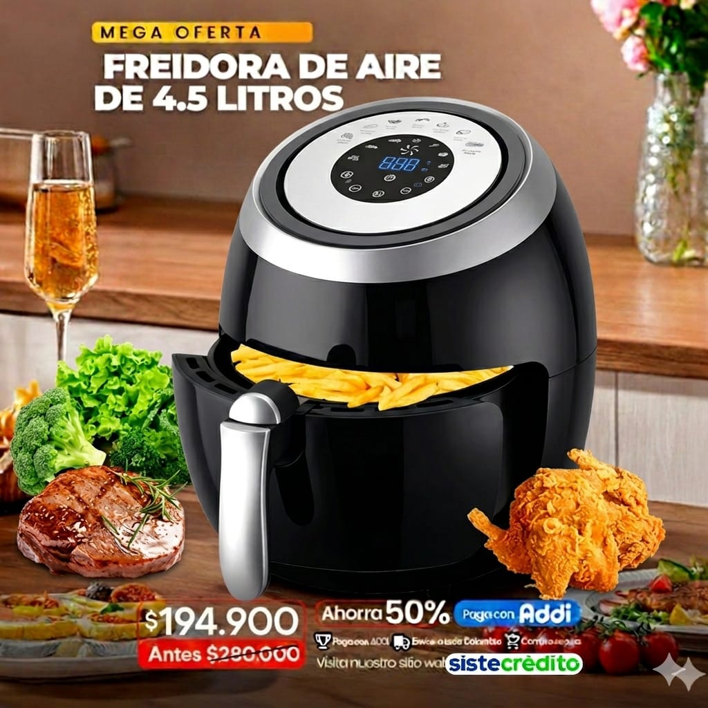 freidora electrica de aire digital 4.5 litros oven
