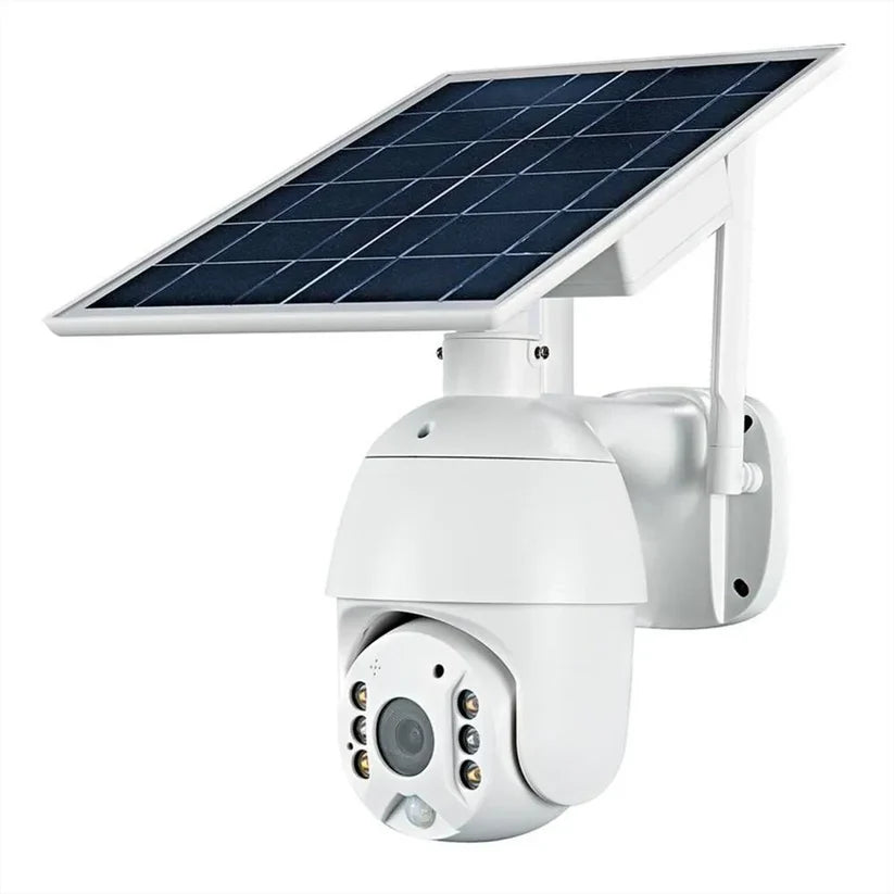 Camara Ip Domo Exterior Panel Solar Seguridad Wifi Hd Vision Color Blanco