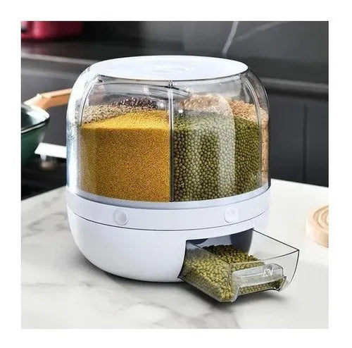 Dispensador De Alimentos Giratorio Con 6 Divisiones Para Granos