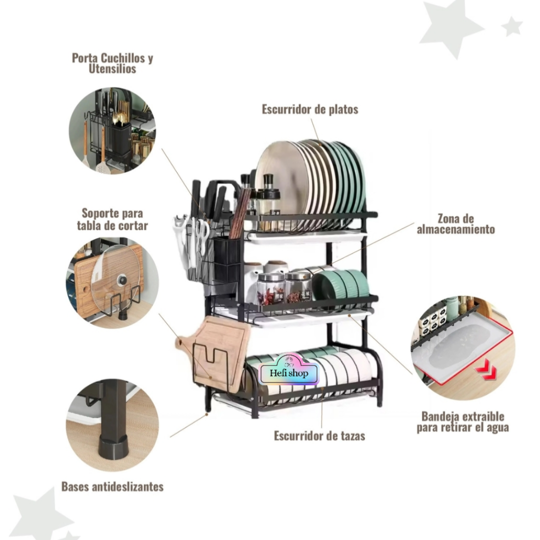 ✨ESCURRIDOR 3 NIVELES INOXIDABLE✨