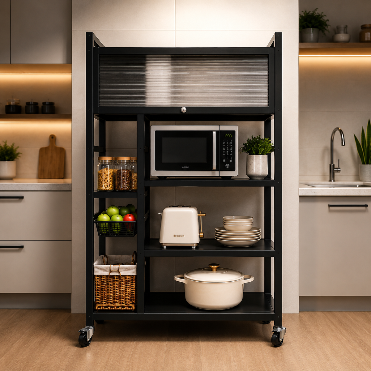 Organizador De Cocina Multiusos Premium Estante Con Puerta Metalico
