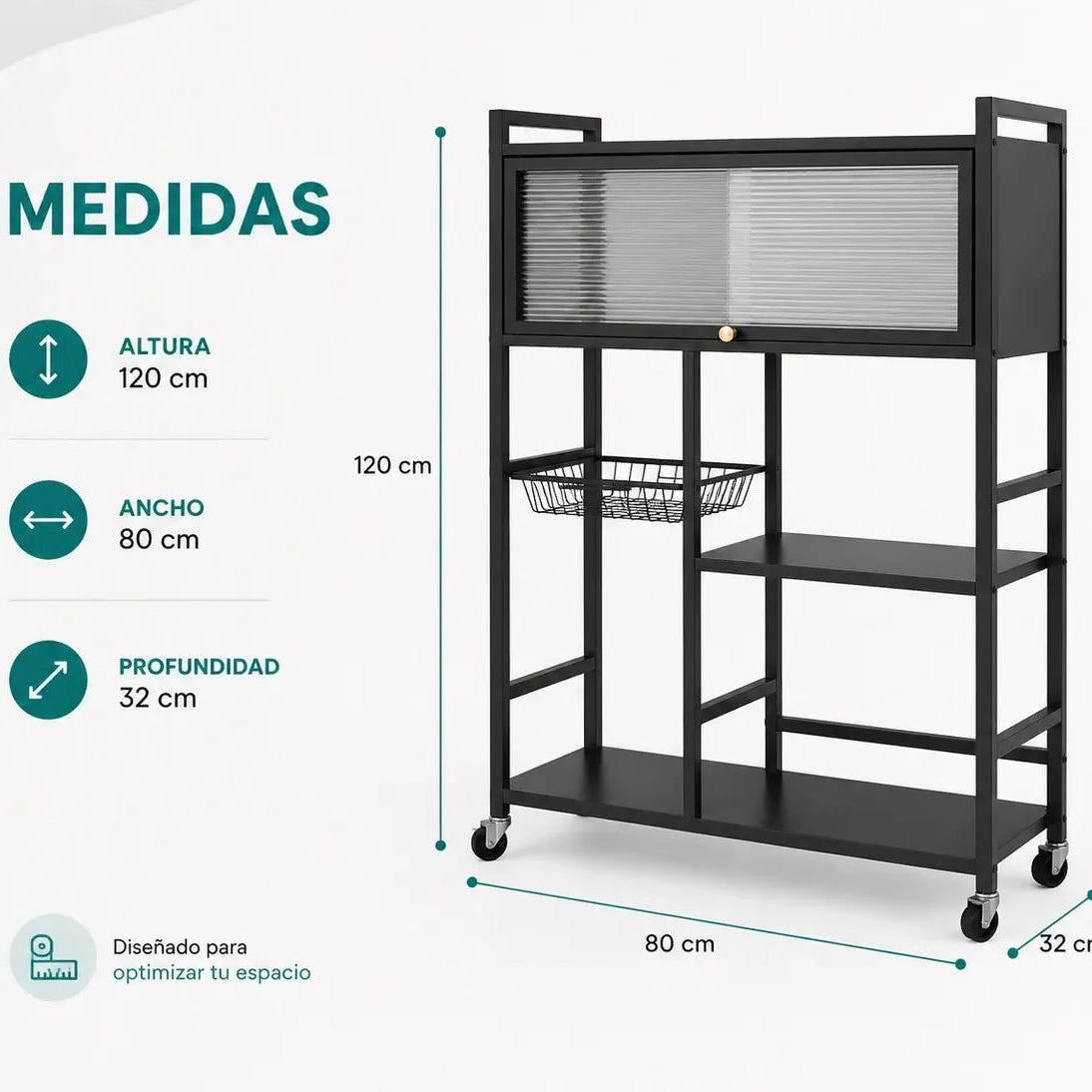 Organizador De Cocina Multiusos Premium Estante Con Puerta Metalico