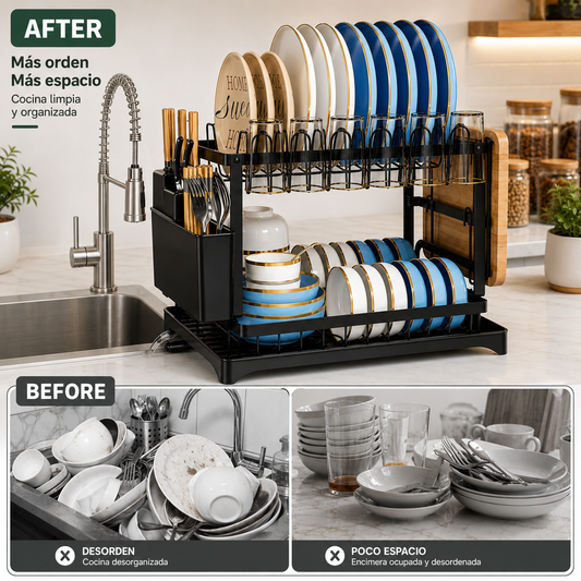 Escurridor De Platos 2 Niveles Multifuncional Organizador