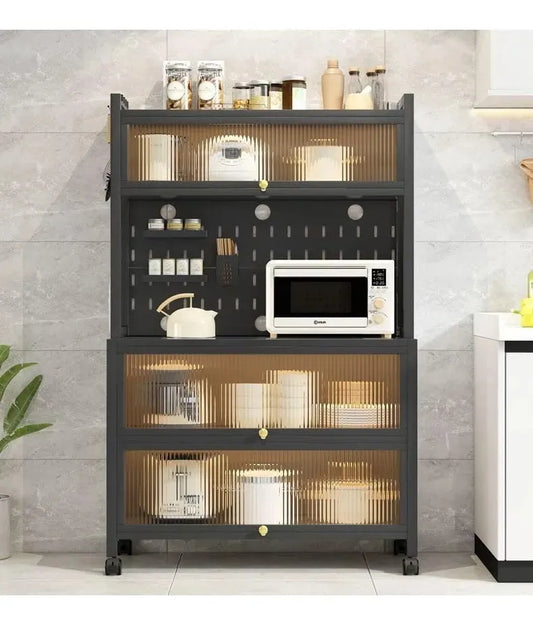 Organizador Cocina Multiusos Gabinete Metal Aparador Mueble Negro