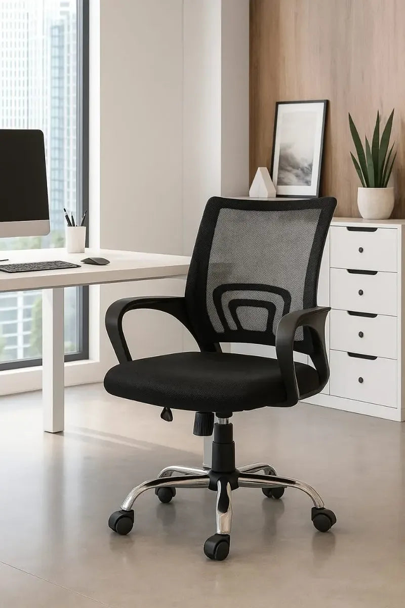 Silla Para Oficina Zebbris Escritorio Ergonómica Color Negro Material Del Tapizado Mesh