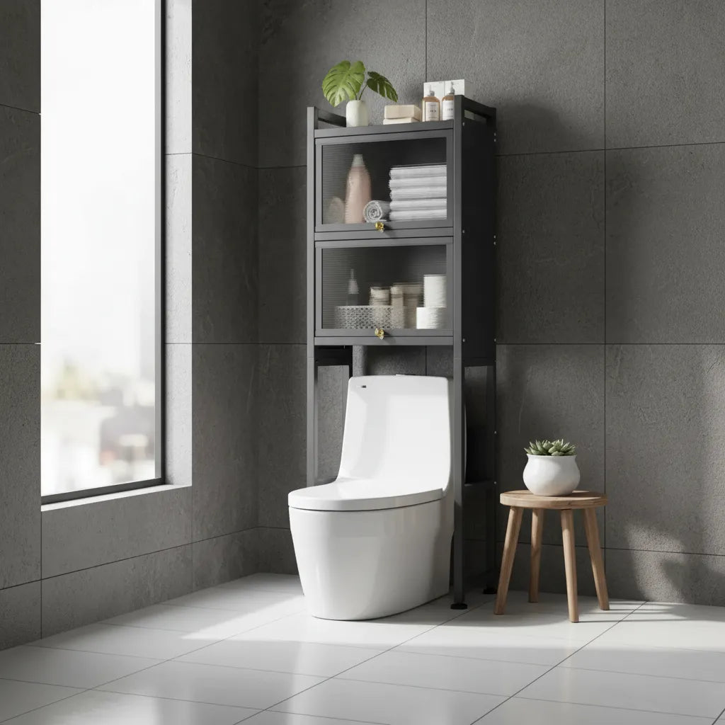 Organizador De Baño Estantería Zebbris Ahorrador De Espacio Negro