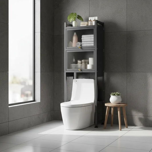 Organizador De Baño Estantería Zebbris Ahorrador De Espacio Negro