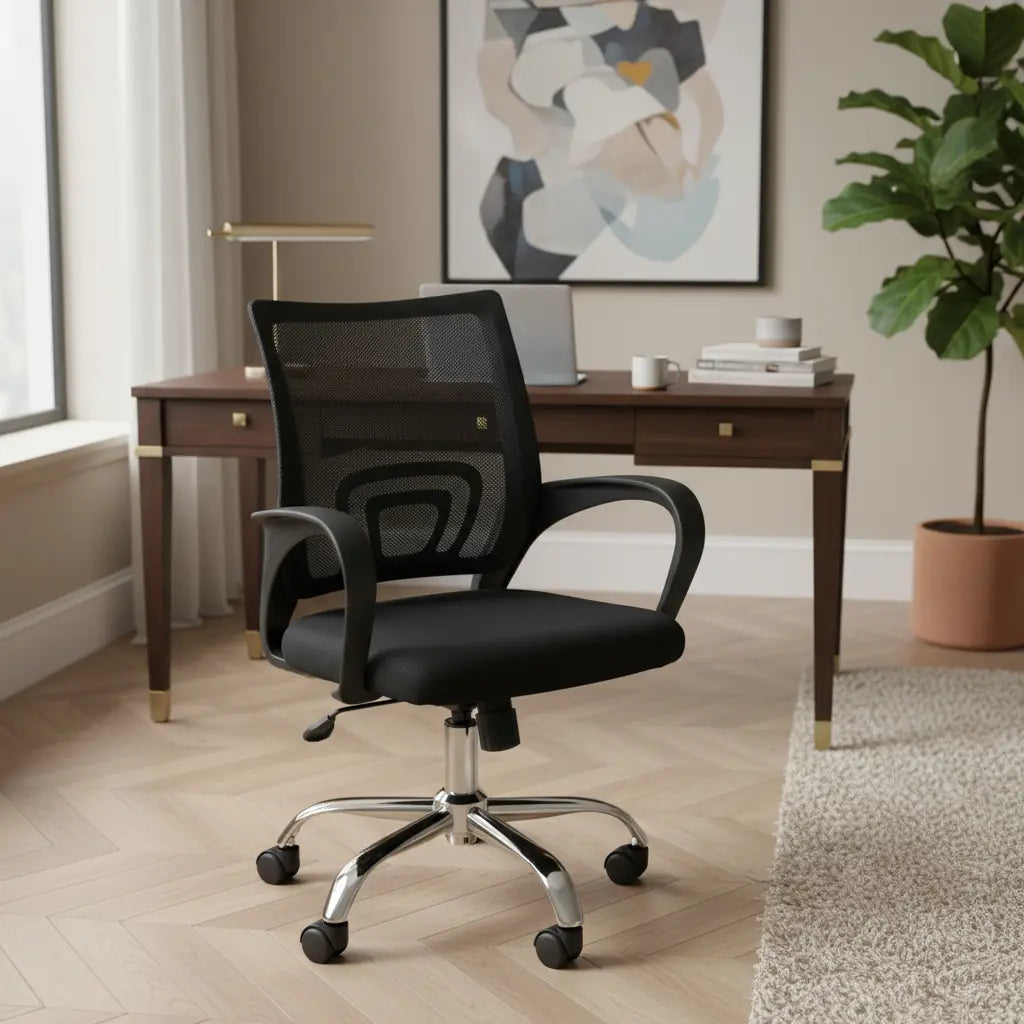 Silla Para Oficina Zebbris Escritorio Ergonómica Color Negro Material Del Tapizado Mesh