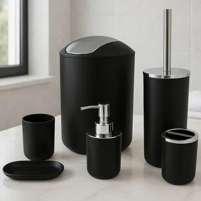 Set Utensilios Accesorios De Baño Jabonera Papelera Juego X6