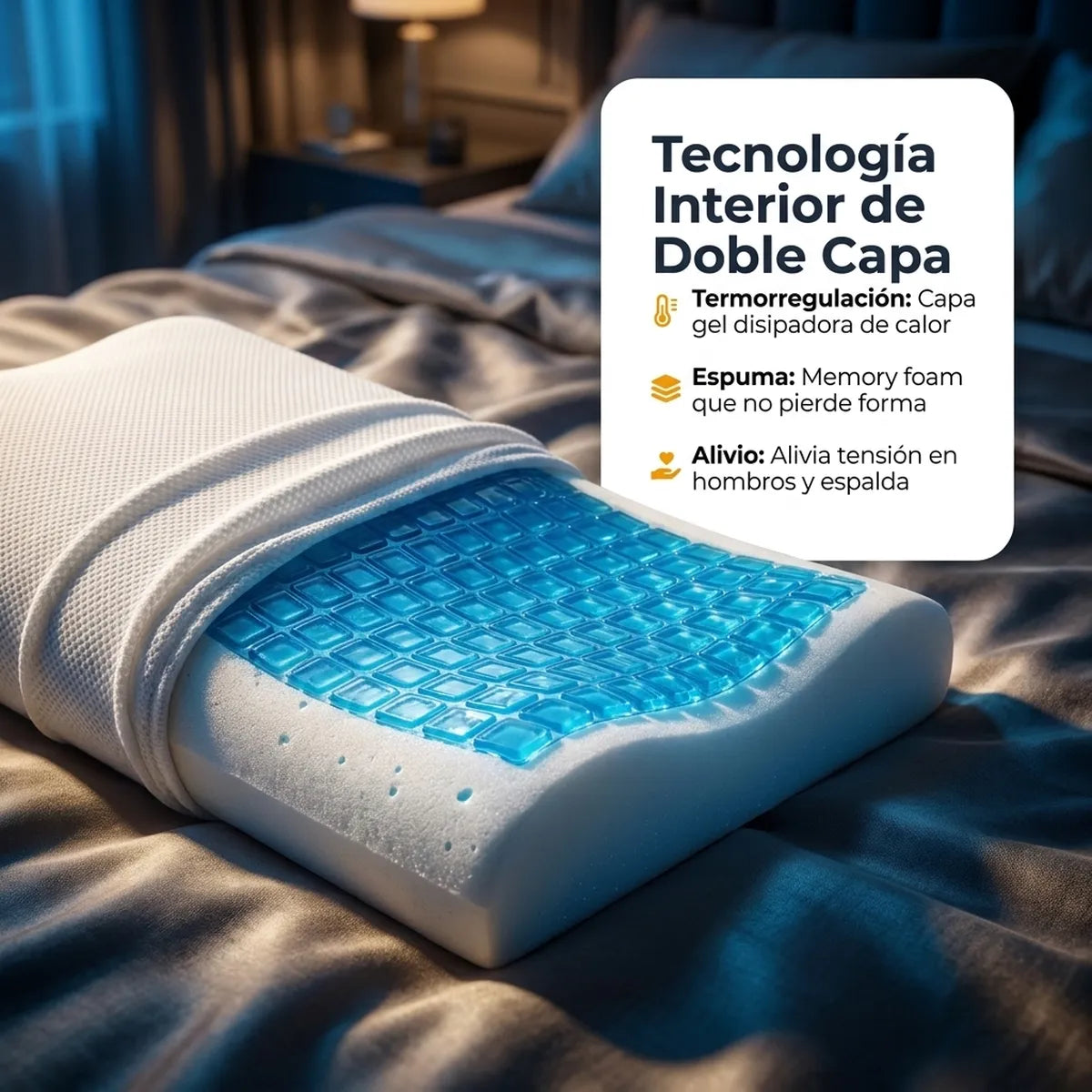 Almohada Ortopédica Cervical En Memory Foam Viscoelastica