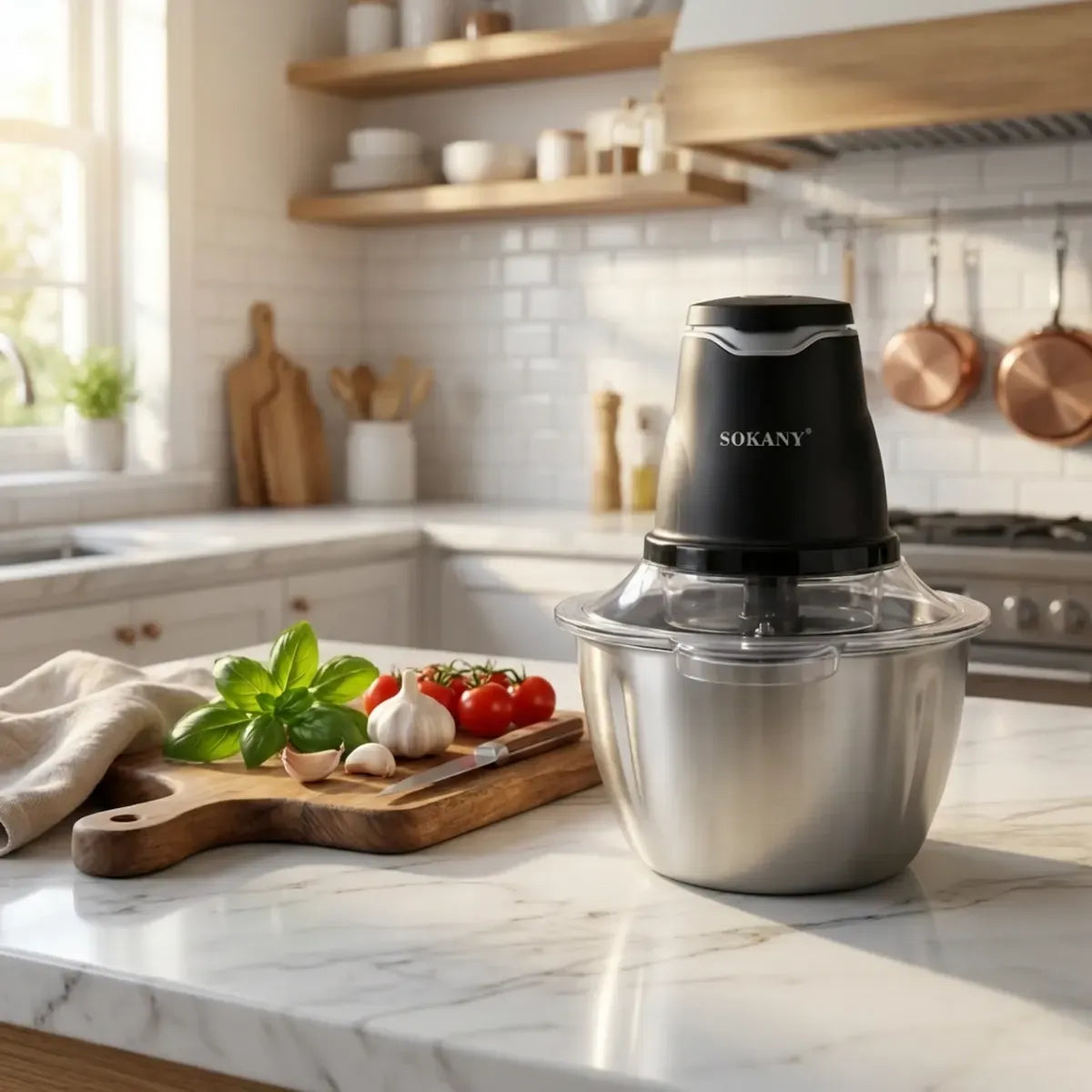 Picadora Eléctrica Sokany Sk-7020 Procesador De Alimentos Color Plateado