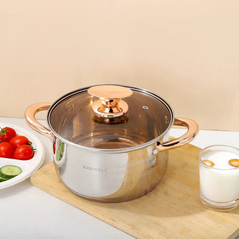 Juego De Ollas En Acero Quirúrgico 6 Pzs Bateria Tapa Vidrio