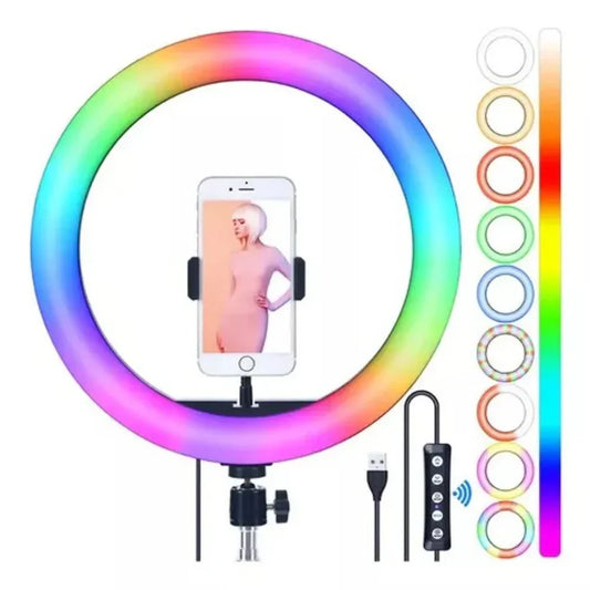 aro de luz multicolor 45 cm rgb tripode