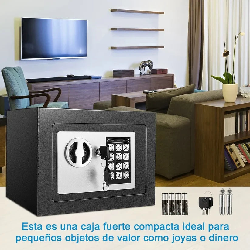 Caja Fuerte Digital De Alta Seguridad Con Código Y Llave Color Negro