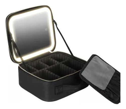 Estuche De Maquillaje Con Espejo Luz Led Cosmetiquera