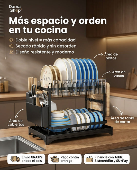 Escurridor De Platos 2 Niveles Multifuncional Organizador