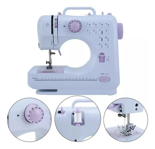 Mini máquina de coser portátil Genérica portable color blanco/violeta 110V