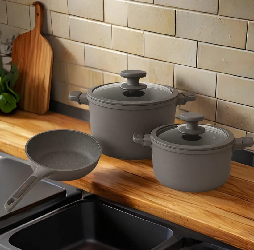 Juego De Ollas 5 Piezas En Marmol Antiadherente Renahouse