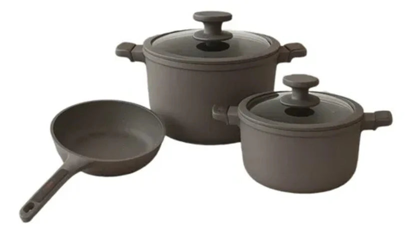 Juego De Ollas 5 Piezas En Marmol Antiadherente Renahouse